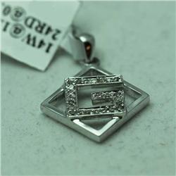Natural 0.15 ctw Diamond Pendant in 14K White Gold - MSRP $386