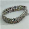 Image 1 : Natural 17.25 ctw Diamond and Multi-color Sapphire Bracelet in 14K White Gold - MSRP $24790