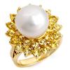 Image 1 : Genuine 3.0 ctw Yellow Sapphire & Pearl Ring 10K Yellow Gold - Retails for $2530