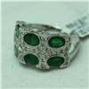 Image 2 : Natural 3.42 ctw Diamond and Emerald Ring in 14K White Gold - MSRP $4192