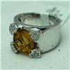 Image 2 : Natural 3.9 ctw Diamond and Citrine Ring in 14K White Gold - MSRP $2900