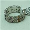 Image 2 : Natural 0.87 ctw Diamond and Multi-color Sapphire Ring in 14K White Gold - MSRP $2178