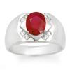 Image 1 : Genuine 3.3 ctw Ruby & Diamond Men's Ring White Gold * MSRP $2110