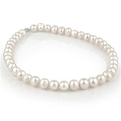 Genuine White Pearl Necklace 14K White Gold Clasp * MSRP $790