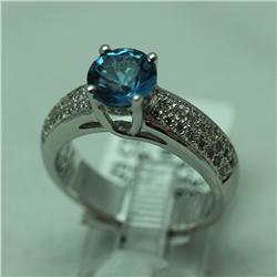 Natural 1.99 ctw Diamond and Topaz Ring in 14K White Gold - MSRP $2034