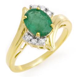 Genuine 1.52 ctw Emerald & Diamond Ring 10K Yellow Gold * MSRP $1040