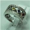 Image 1 : Natural 0.68 ctw Diamond and Multi-color Sapphire Ring in 14K White Gold - MSRP $2388