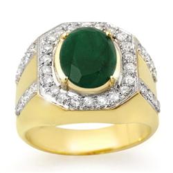 Genuine 5.25ct Emerald & Diamond Men's Ring Yellow Gold * MSRP $3970