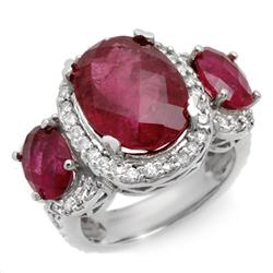 Genuine 10.0ctw Rubellite & Diamond Ring 10K White Gold - Retails for $5820