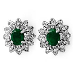 Genuine 3.1 ctw Emerald & Diamond Earrings White Gold * MSRP $3140