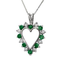 Genuine 0.80 ctw Emerald & Diamond Pendant White Gold * MSRP $760
