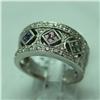 Image 1 : Natural 0.8 ctw Diamond and Multi-color Sapphire Ring in 14K White Gold - MSRP $2484