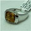 Image 2 : Natural 5.82 ctw Diamond and Citrine Ring in 14K White Gold - MSRP $1948
