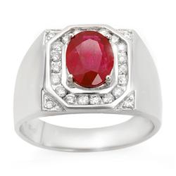 Genuine 3.6 ctw Ruby & Diamond Men's Ring 14K Gold * MSRP $3720