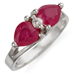 Genuine 2.05 ctw Ruby & Diamond Ring 10K White Gold - Retails for $820