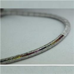 Natural 7.84 ctw Diamond and Multi-color Sapphire Necklace in 14K White Gold - MSRP $17496