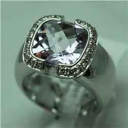 Natural 5.35 ctw Diamond and Pink Amethyst Ring in 18K White Gold - MSRP $4198