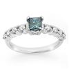 Image 1 : Natural 0.90 ctw Blue Diamond Ring 14K White Gold - Retails for $5180