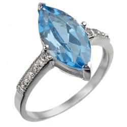 Genuine 3.6 ctw Blue Topaz & Diamond Ring 10K Gold - Retails for $740