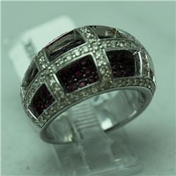 Natural 2.22 ctw Diamond and Ruby Ring in 14K White Gold - MSRP $4868