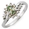 Image 1 : Green Sapphire & Diamond 0.55 ctw Ring 10K White Gold - Retails for $800