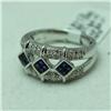Image 2 : Natural 0.72 ctw Diamond and Blue Sapphire Ring in 14K White Gold - MSRP $2108
