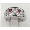 Image 1 : 18K White Gold With Ruby And Diamond Ring