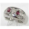 Image 2 : 18K White Gold With Ruby And Diamond Ring