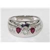 Image 3 : 18K White Gold With Ruby And Diamond Ring