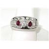 Image 4 : 18K White Gold With Ruby And Diamond Ring