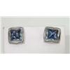 Image 1 : 18K White Gold Diamond & Blue Topaz Earrings