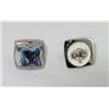 Image 3 : 18K White Gold Diamond & Blue Topaz Earrings