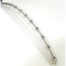 14K White Gold Diamond & Sapphire Bracelet