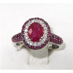 Le Vain 14K White Gold Ruby Diamond Ring