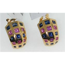 Chanel 18K Yellow Gold, Multi- Color Sapphire Earrings