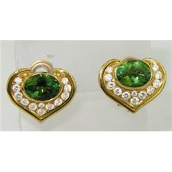 Salavetti 18K Yellow Gold Diamond &Tourmaline Earrings