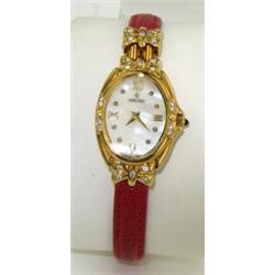 Concord 18K Yellow Gold Diamond Leather Strap Watch