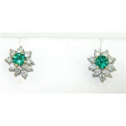 Tiffany & Co Platinum Diamond & Emerald Earrings