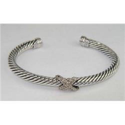 David Yurman Silver Diamond Bangle