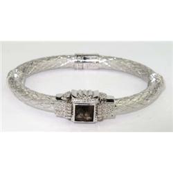 Caerleon 14K White Gold/ Silver Smoky Topaz Bangle