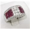 Image 2 : 18K White Gold With Ruby And Diamond Ring