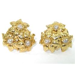 18K Yellow Gold Diamond Earrings