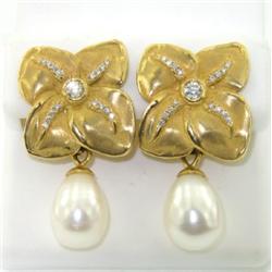 Amy Pilkington 18K Gold, Diamond & Pearl Earrings
