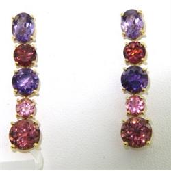 Asprey 18K Yellow Gold, Amethyst & Tourmaline Earrings