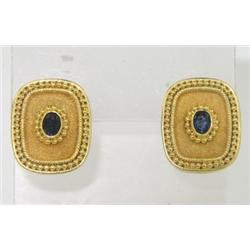 18K Yellow Gold Sapphire Earrings
