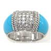 Image 1 : 18K White Gold Diamond & Turquoise Ring