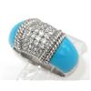Image 2 : 18K White Gold Diamond & Turquoise Ring