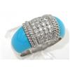 Image 4 : 18K White Gold Diamond & Turquoise Ring