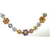 Image 2 : 18K Yellow Gold, Multi-Colored Stones  Necklace.
