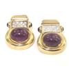 Image 2 : 14K Yellow Gold Ruby, Sapphire & Diamond Earrings